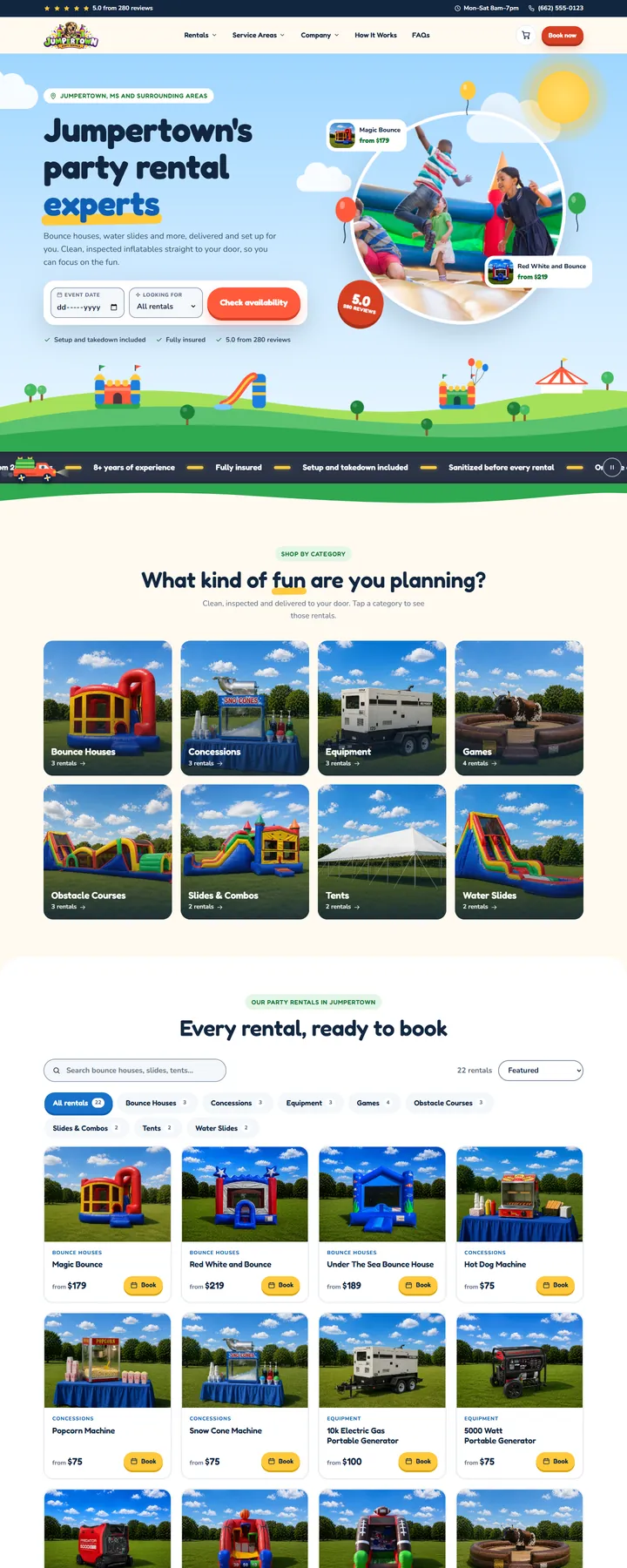 Block Party design, home page