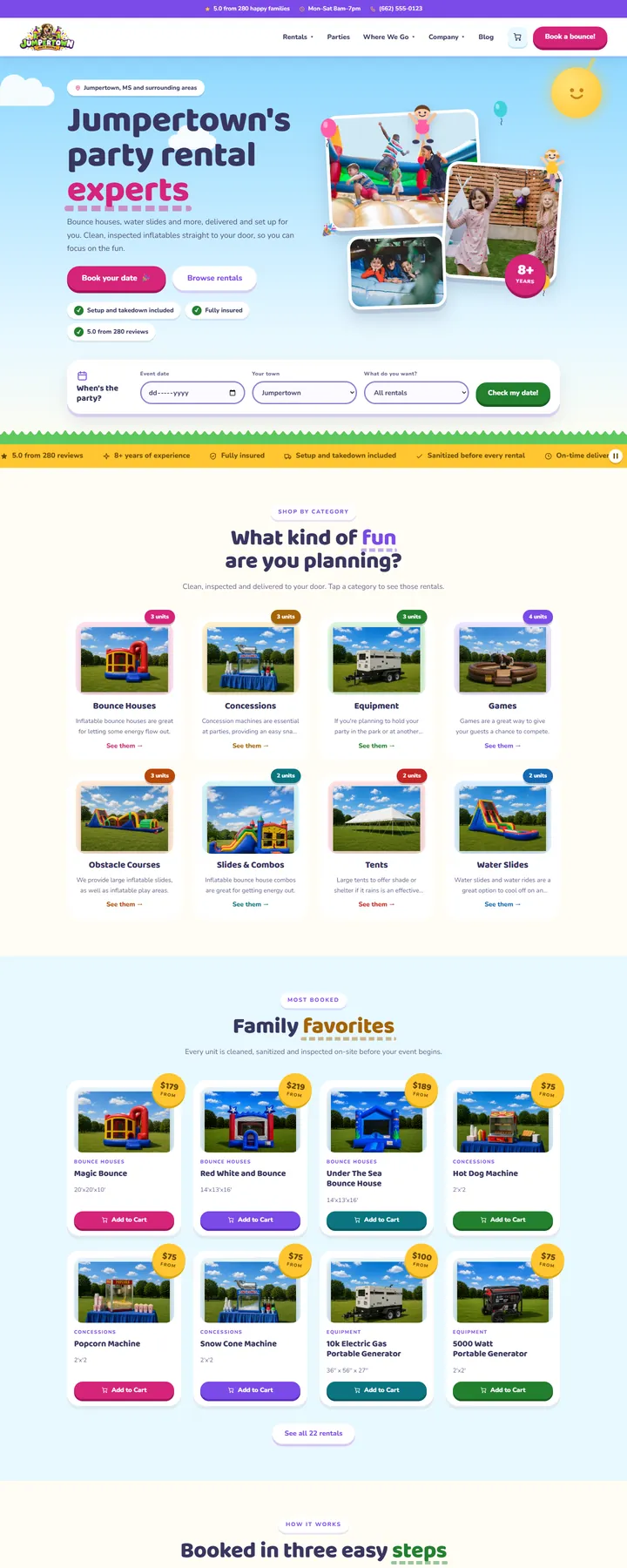 Big Day design, home page